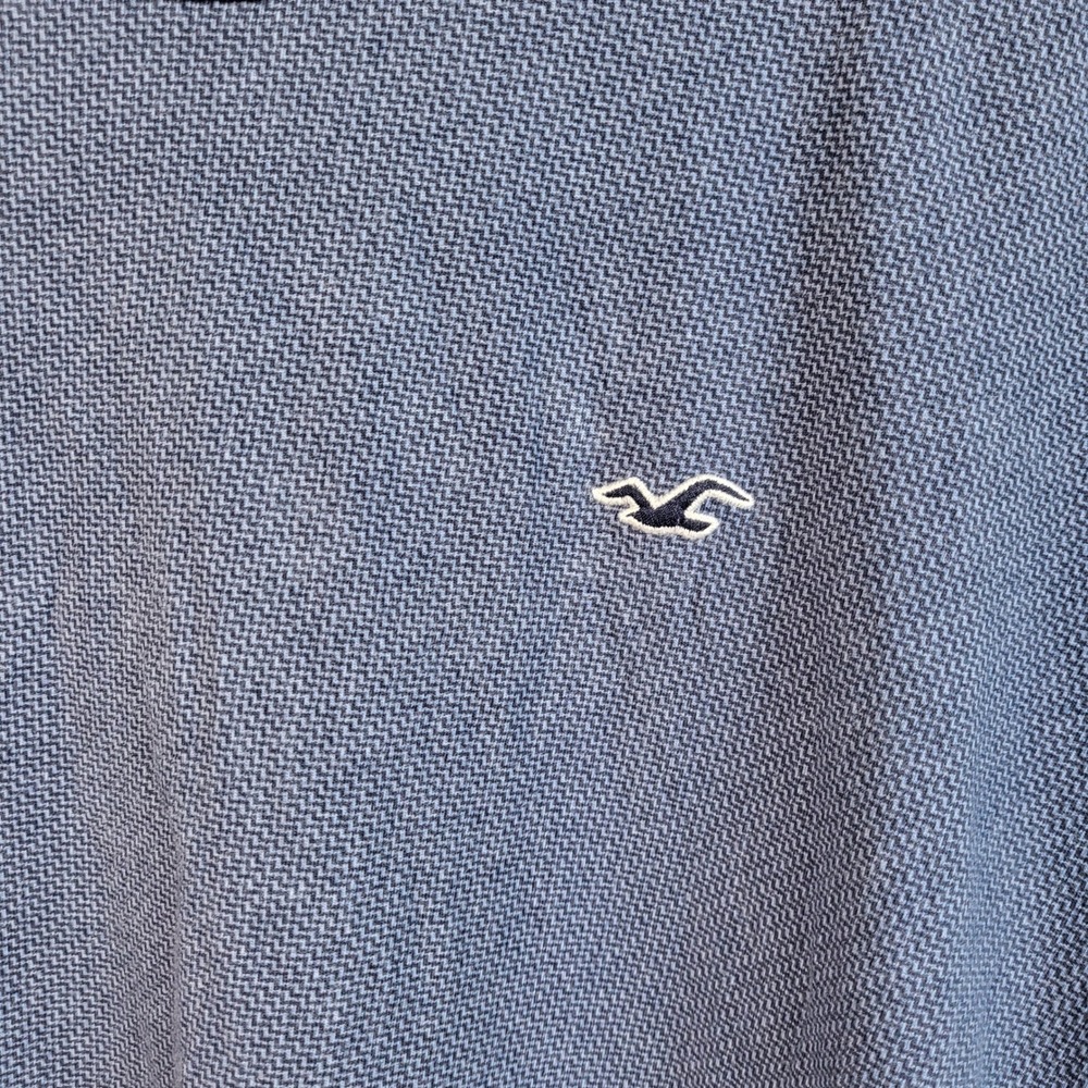 Hollister Mens XL Blue Textured T Shirt Short Sleeve Crew Neck Logo 100% Cotton - Picture 2 of 5
